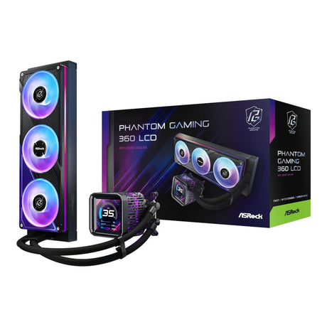 ASRock Phantom Gaming 360 LCD AIO Liquid CPU Cooler Black