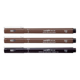 Uni-Ball UNI PIN-200(S) Drawing Pen Set - Sepia and Black 3-pack PIN-SET3-SEPIABLK