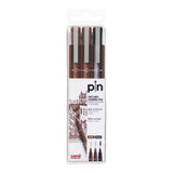 Uni-Ball UNI PIN-200(S) Drawing Pen Set - Sepia and Black 3-pack PIN-SET3-SEPIABLK
