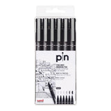 Uni-Ball UNI PIN-200(S) Drawing Pen Set - Black 6-pack PIN-SET6-BLK