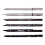 Uni-Ball UNI PIN-200(S) Drawing Pen Set - Grey and Black 6-pack PIN-SET6-GRYBLK