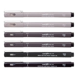 Uni-Ball UNI PIN-200(S) Drawing Pen Set - Grey and Black 6-pack PIN-SET6-GRYBLK