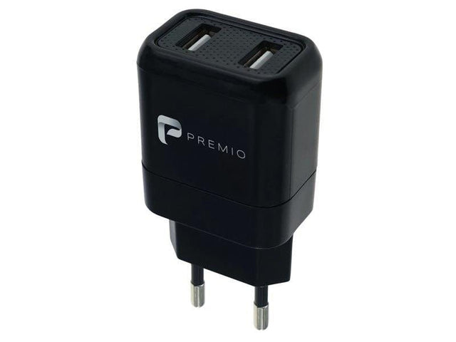 Premio 2.4 Amp Dual Wall Charger PM-8039-BK