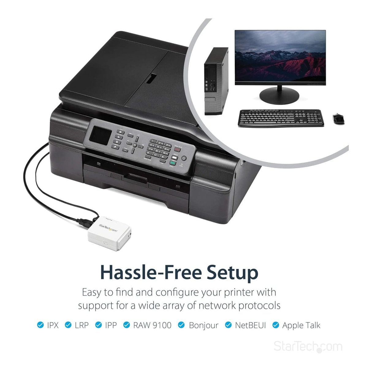 StarTech Printer Server Network Adapter White PM1115UW