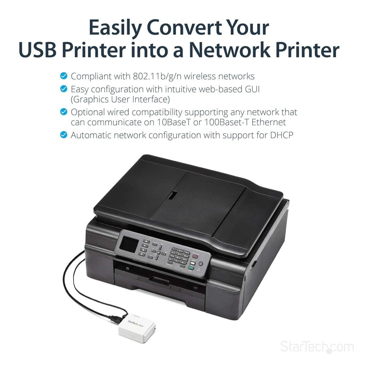 StarTech Printer Server Network Adapter White PM1115UW