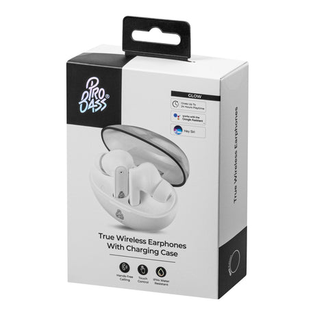 Pro Bass Glow Series TWS Earbuds - White PR-1086-WT