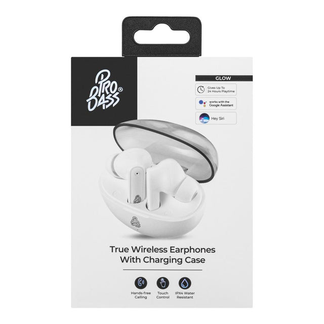 Pro Bass Glow Series TWS Earbuds - White PR-1086-WT