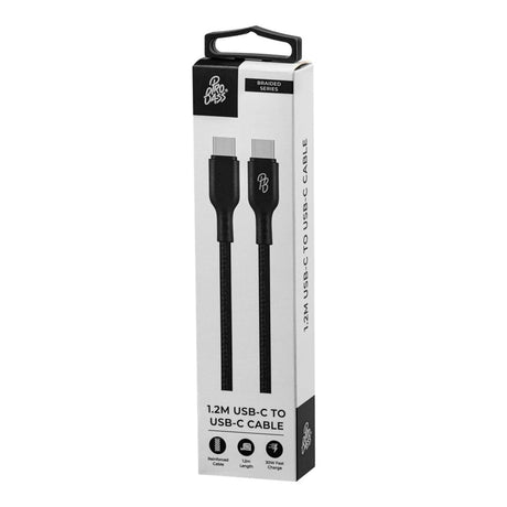 Pro Bass Chord Series 1.2m 30W Type-C to Type-C Braided Charging Cable Black PR-20015-BK