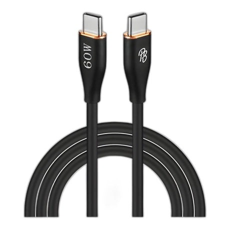 Pro Bass FlexiCord Series 60W Type-C Male to Male Charging Cable Black 2m PR-20016-BK