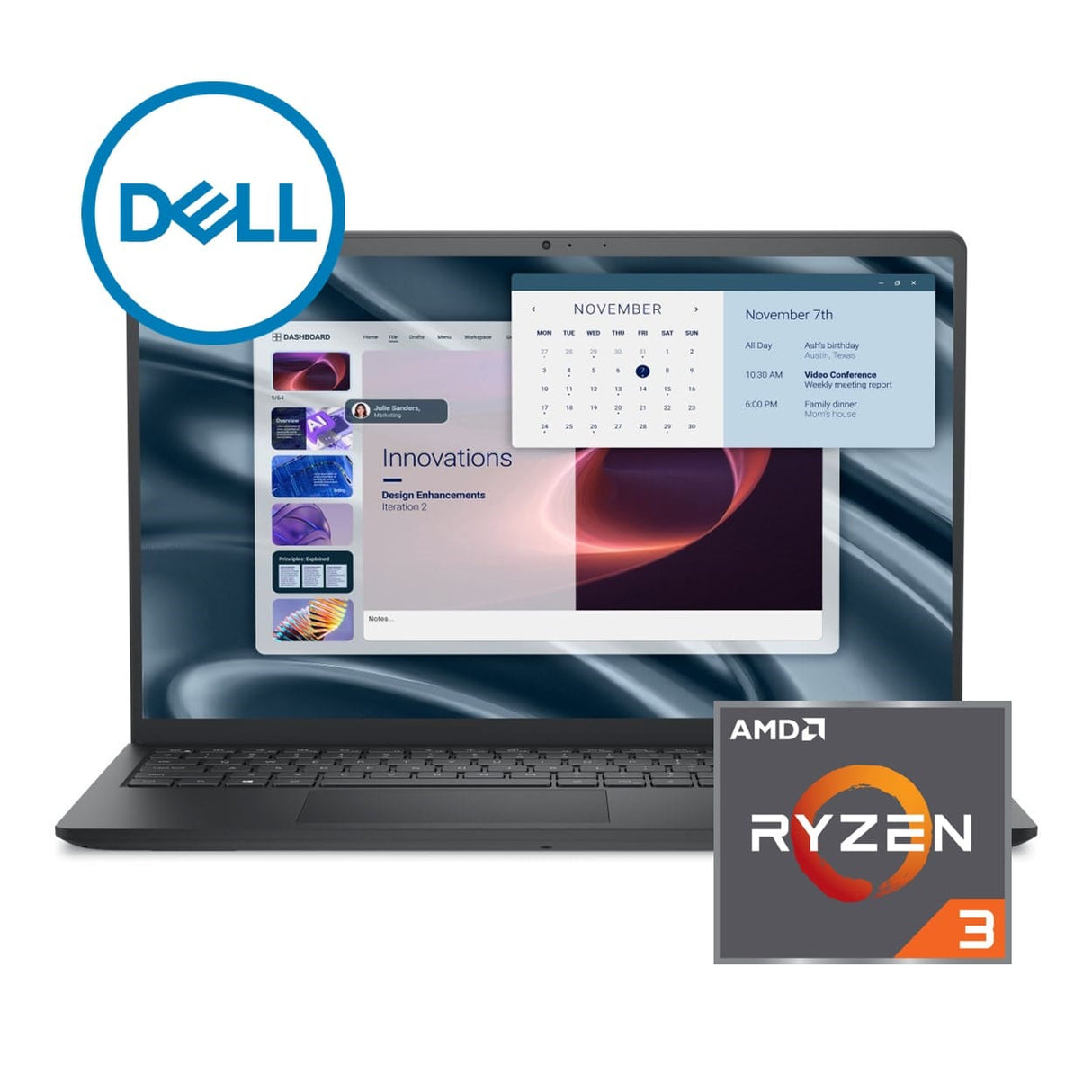Dell Pro 15 Essential 15.6-inch FHD Laptop - AMD Ryzen 3 7320U 512GB SSD 8GB RAM Win 11 Home