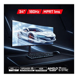 Armaggeddon Pixxel+ PXP34 Pro-C 34-inch 3440 x 1440p UWQHD 21:9 180Hz 1ms LCD VA Curved Gaming Monitor PXP34PROCBLK