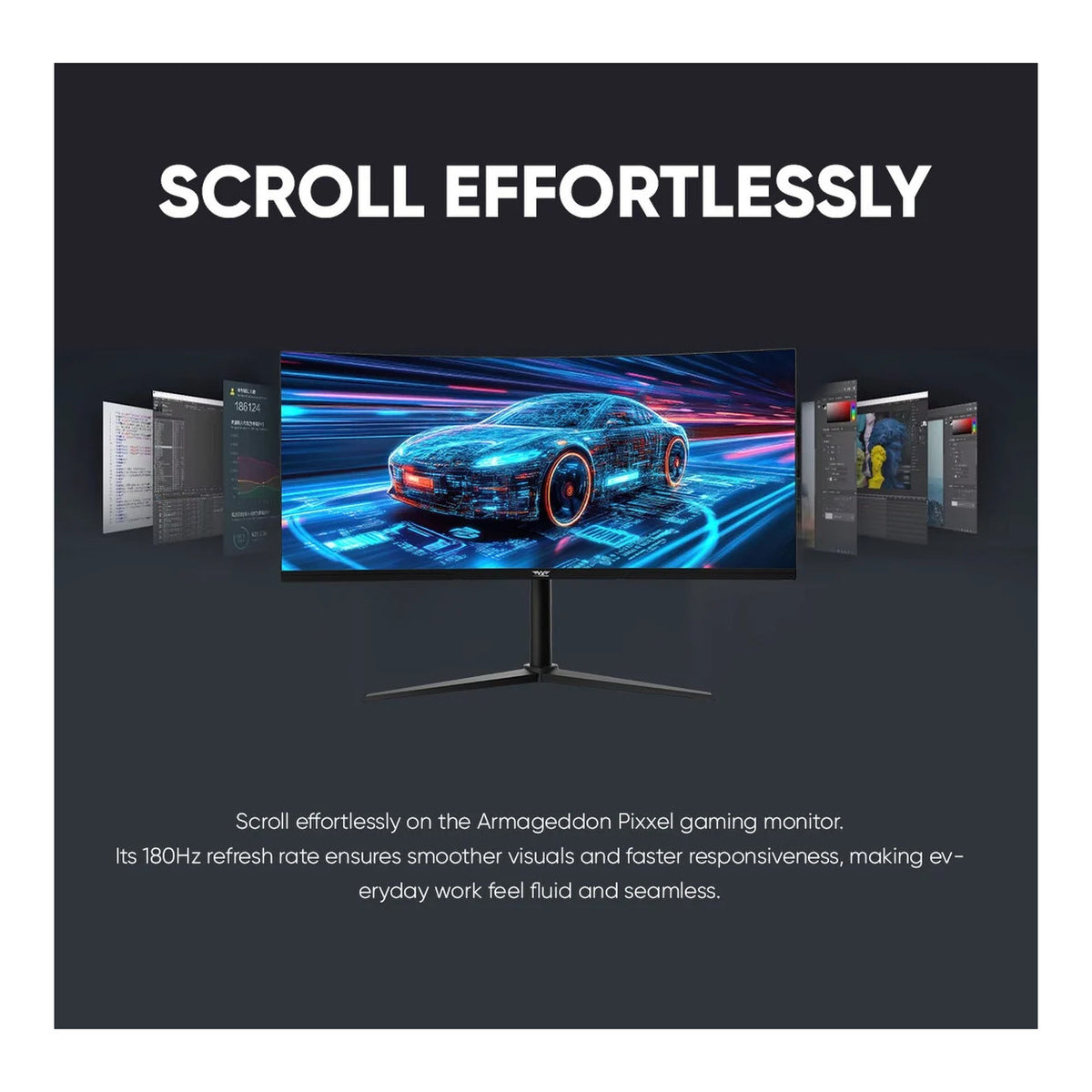 Armaggeddon Pixxel+ PXP34 Pro-C 34-inch 3440 x 1440p UWQHD 21:9 180Hz 1ms LCD VA Curved Gaming Monitor PXP34PROCBLK