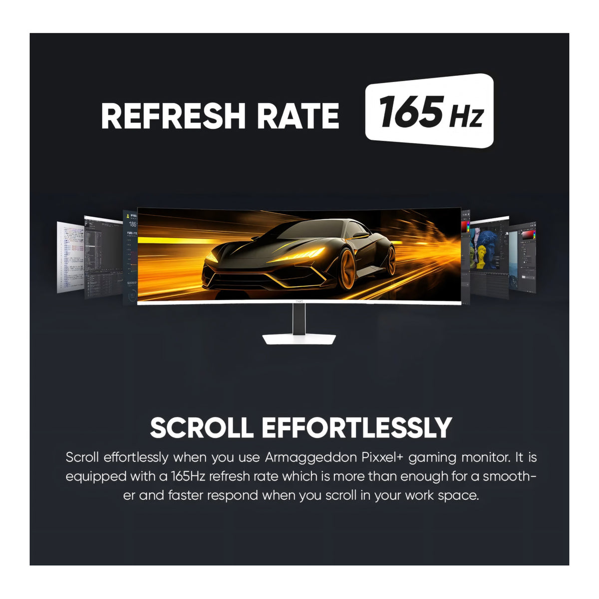 Armaggeddon Pixxel+ PXP49 Pro 49-inch 5120 x 1440p DQHD 32:9 165Hz 1ms LCD VA Curved Gaming Monitor PXP49PROBLK