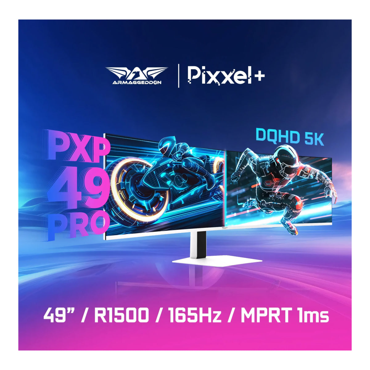 Armaggeddon Pixxel+ PXP49 Pro 49-inch 5120 x 1440p DQHD 32:9 165Hz 1ms LCD VA Curved Gaming Monitor PXP49PROBLK