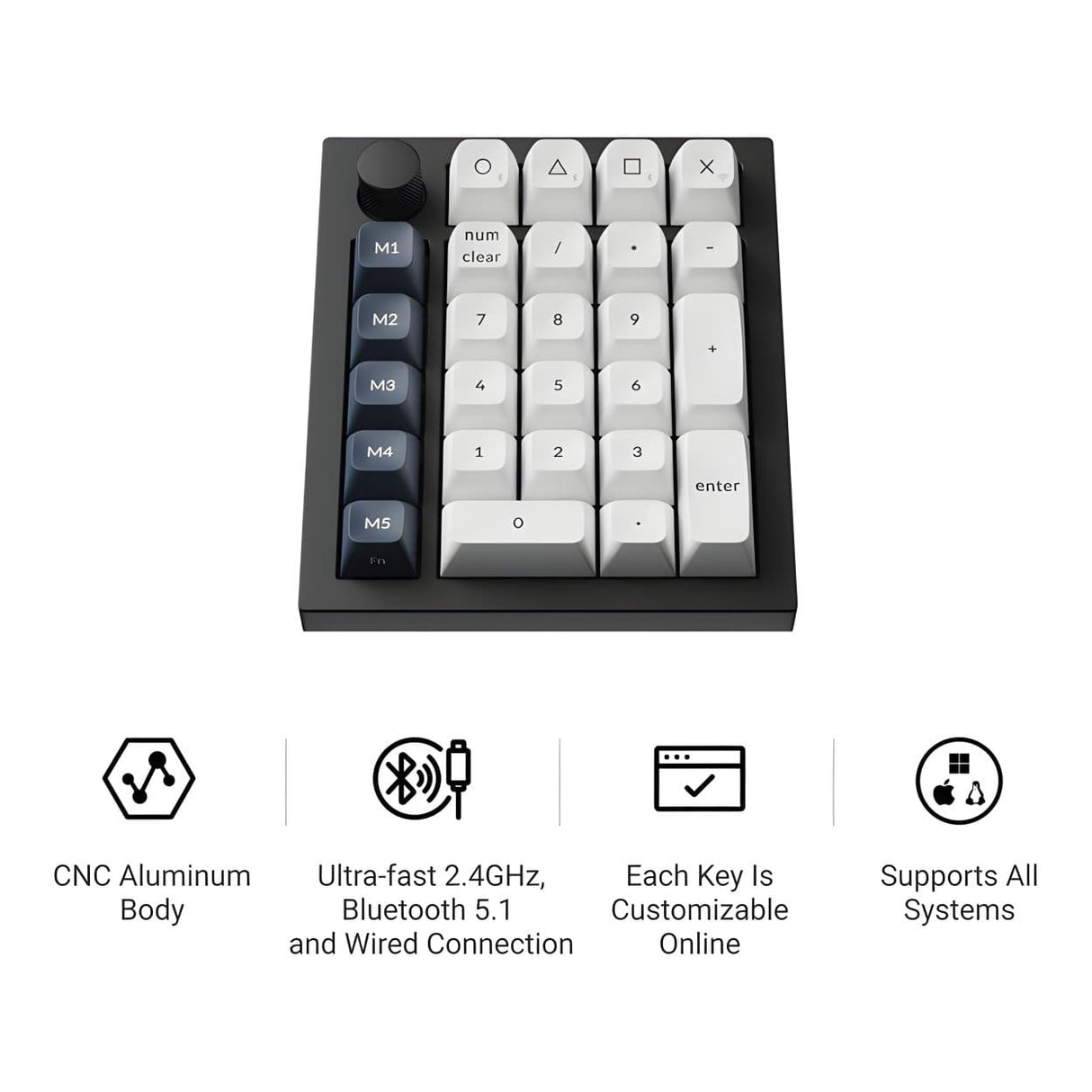 KeyChron Q0 Max QMK Wireless Custom Number Pad - Carbon Black Q0M-M4