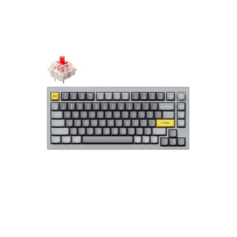 Keychron Q1 75 Gateron G Pro Red Switch RGB Wired Keyboard With Knob - Grey Q1-N1Z
