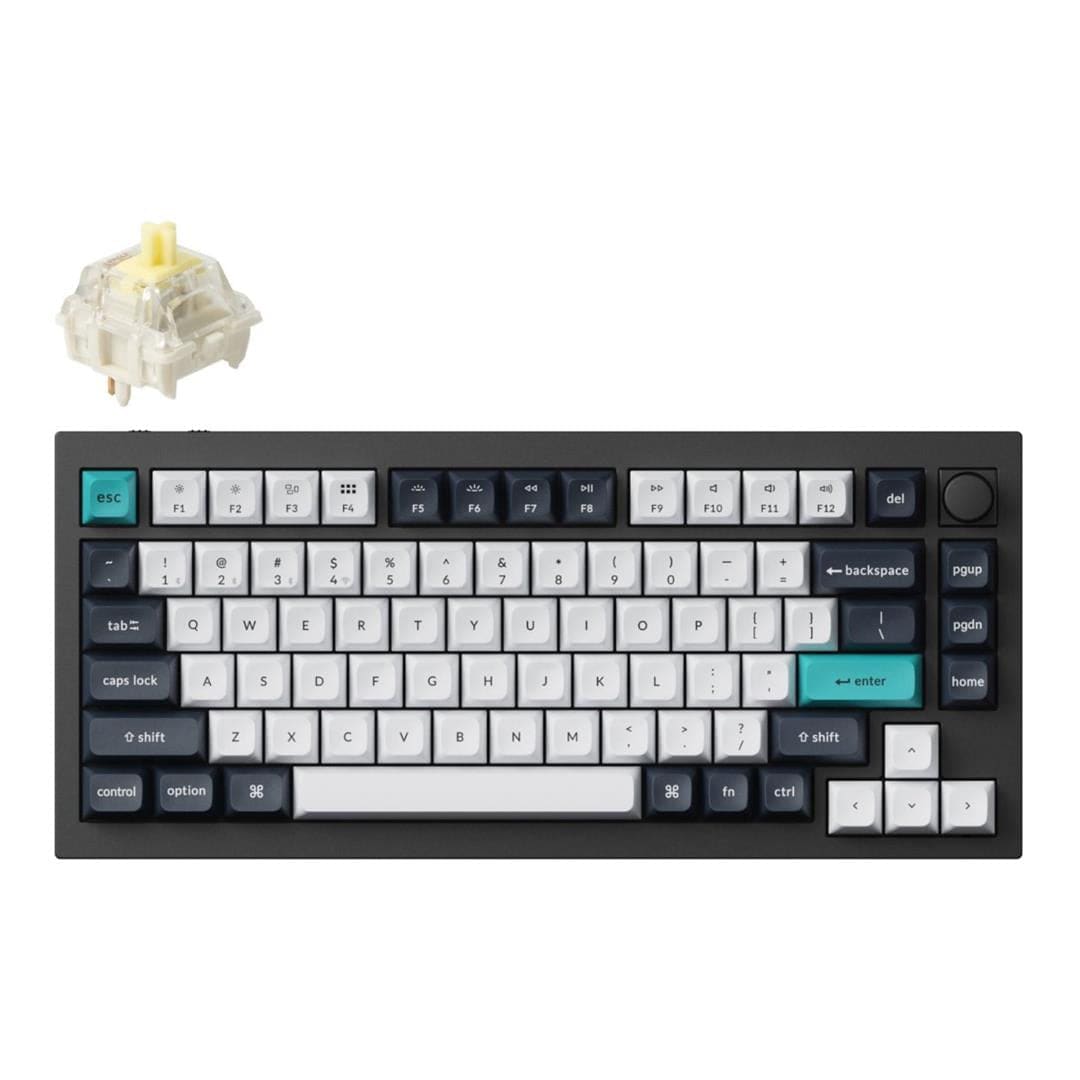 Keychron Q1 Max RGB Wireless Custom Mechanical Keyboard Gateron Banana Switches Black Q1M-M4