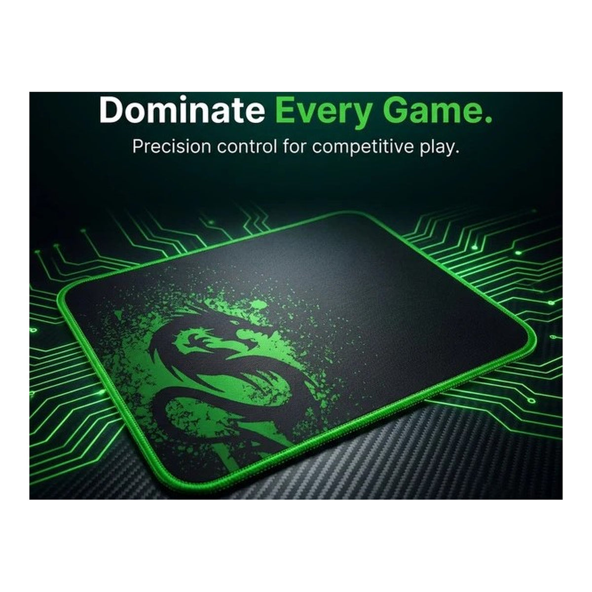 Geeko Q-6 Silk Gliding 230 x 300mm Mouse Pad Black and Green Q6GREEN-MP004