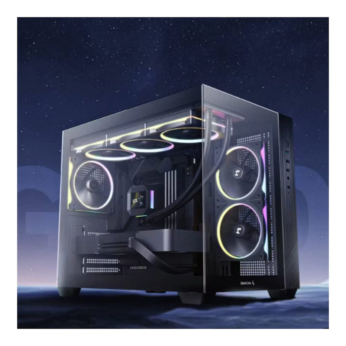 DeepCool CG330 3F Panoramic Dual-Chamber Micro-ATX Gaming PC Case R-CG330-BKNGM3-G