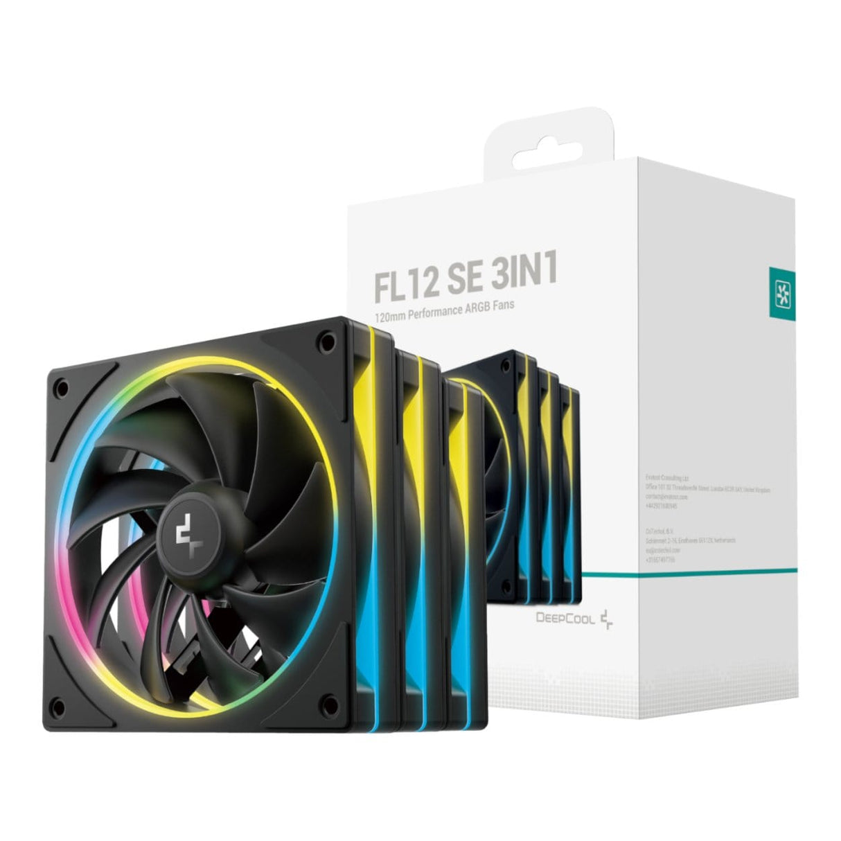 DeepCool FL12 SE 120mm ARGB Case Fan Black 3-pack R-FL12SE-BKAPN3-G