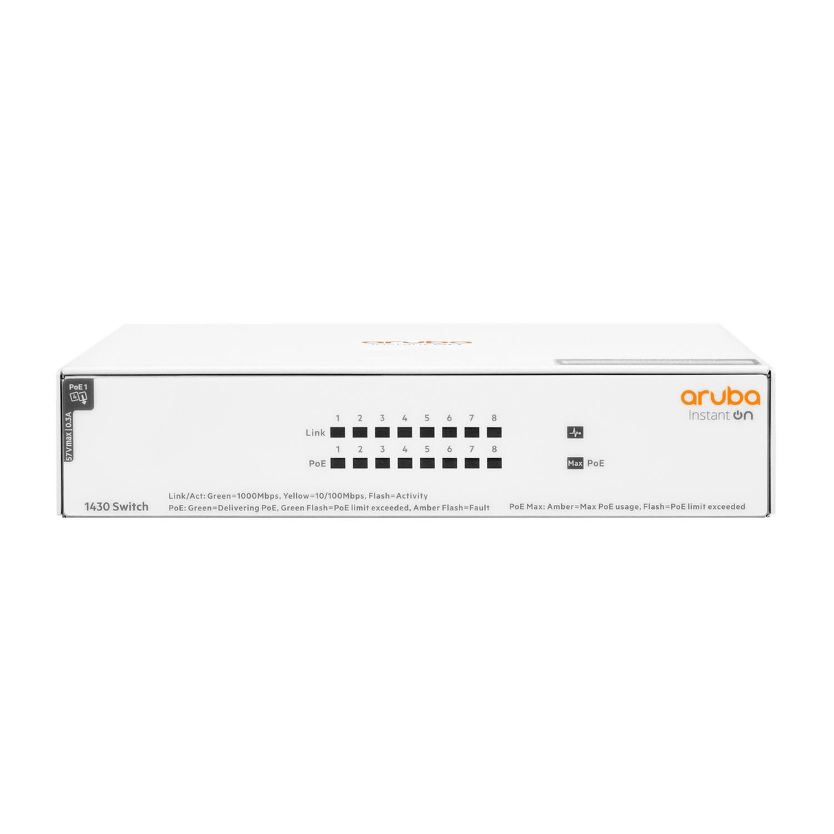 HPE Aruba Instant On 1430 8-port Class4 Unmanaged L2 Gigabit Ethernet PoE Switch White R8R46A