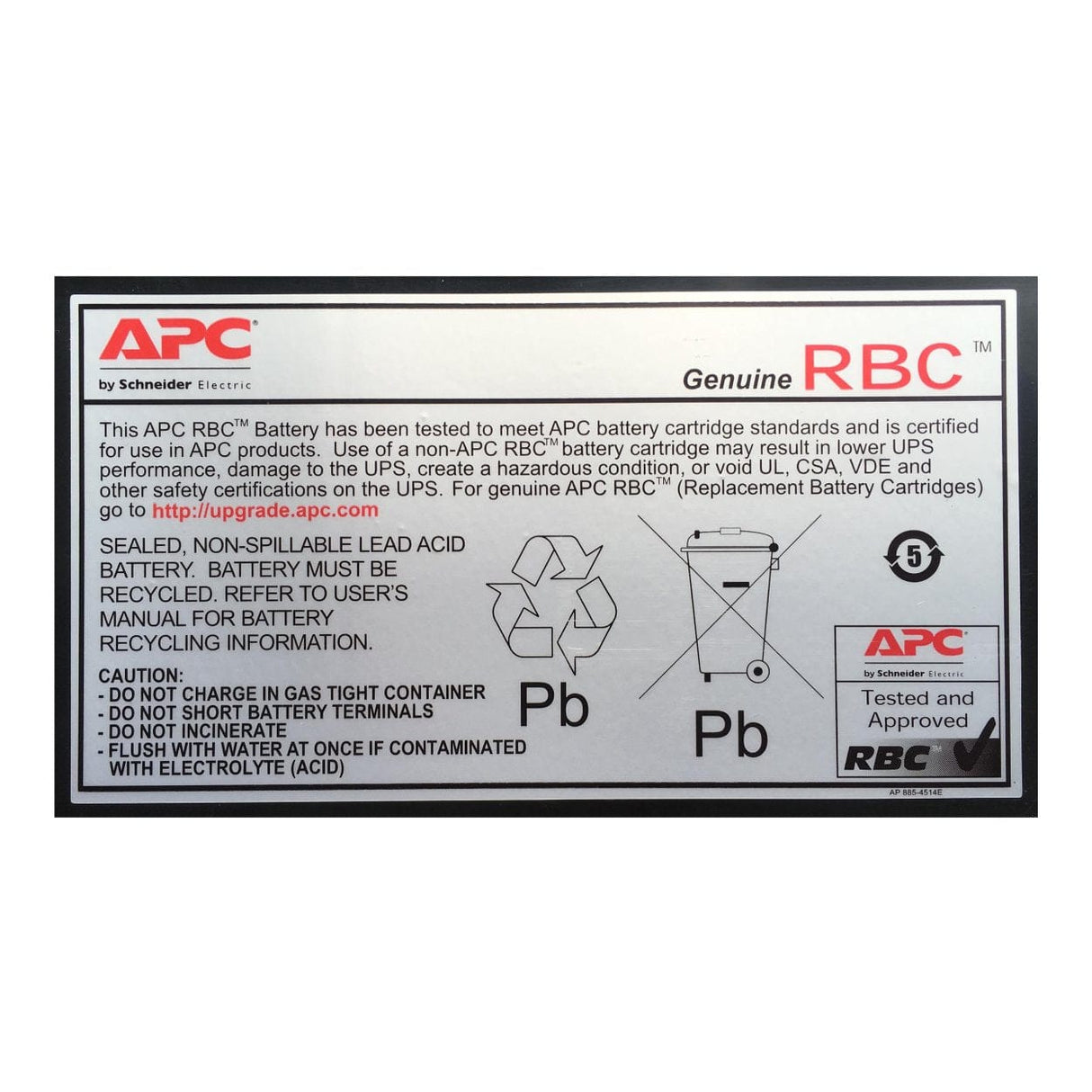 APC RBC6 11Ah 12VDC UPS Sealed Lead Acid (VRLA) Replacement Battery