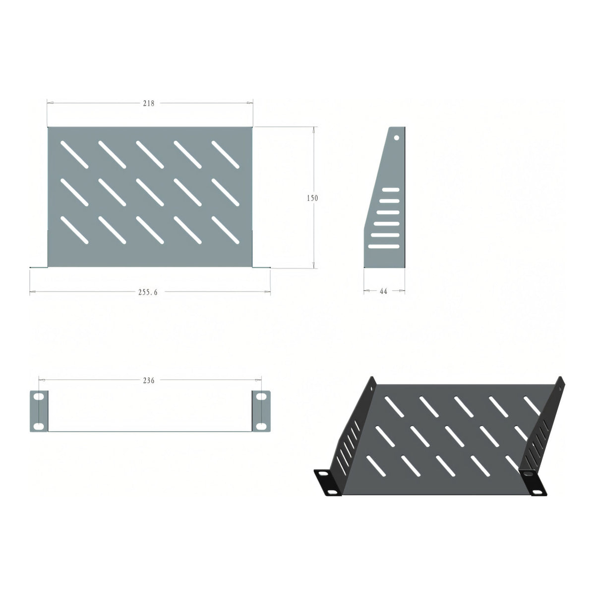 LinkQnet 1U 10-inch Cantilever Shelf 150mm Depth RCK-10INCH-SHELF
