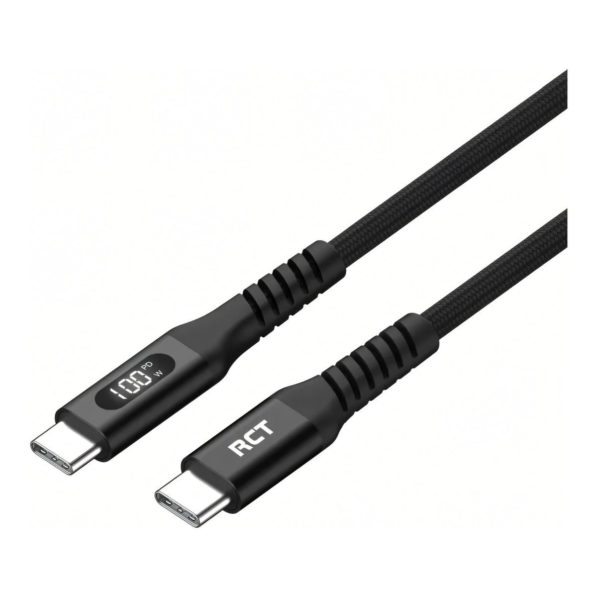 RCT 2m 100W USB-C to USB-C LED Display Sync and Charge Braided Cable RCT USBC 2M