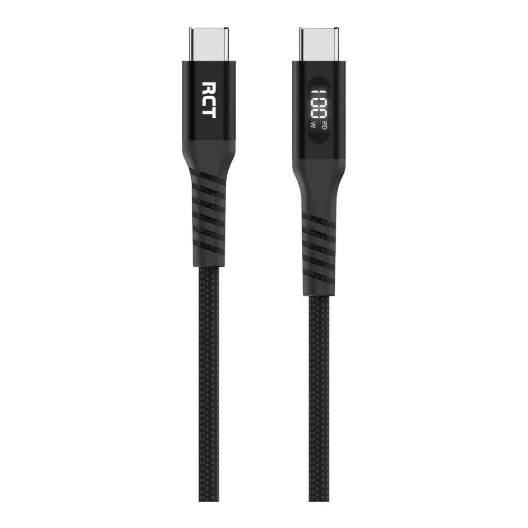 RCT 2m 100W USB-C to USB-C LED Display Sync and Charge Braided Cable RCT USBC 2M