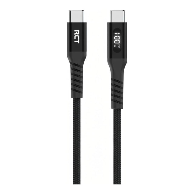 RCT 2m 100W USB-C to USB-C LED Display Sync and Charge Braided Cable RCT USBC 2M