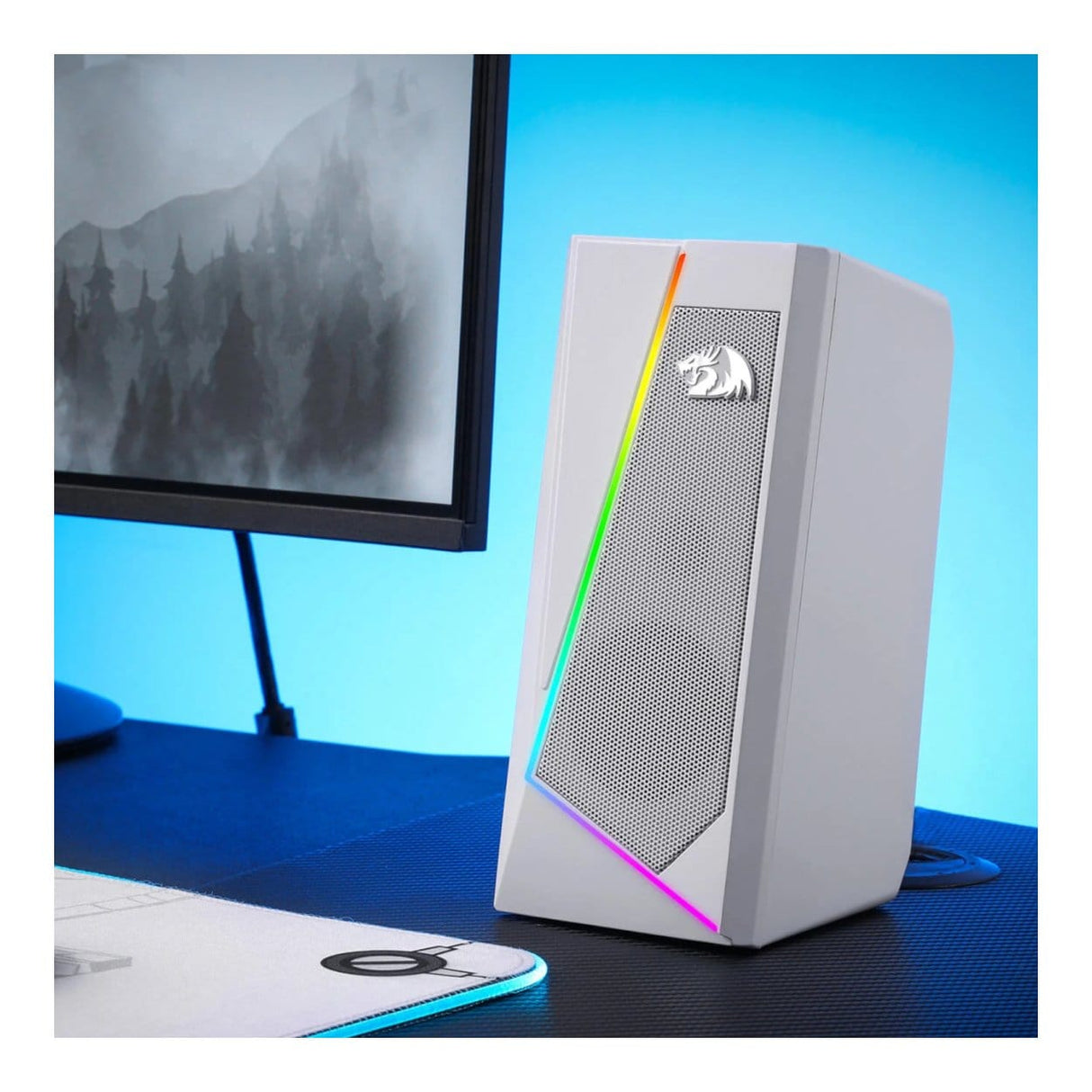 Redragon GS20W ANVIL 3W 2.0 RGB Stereo Desktop PC Speakers White RD-GS520W