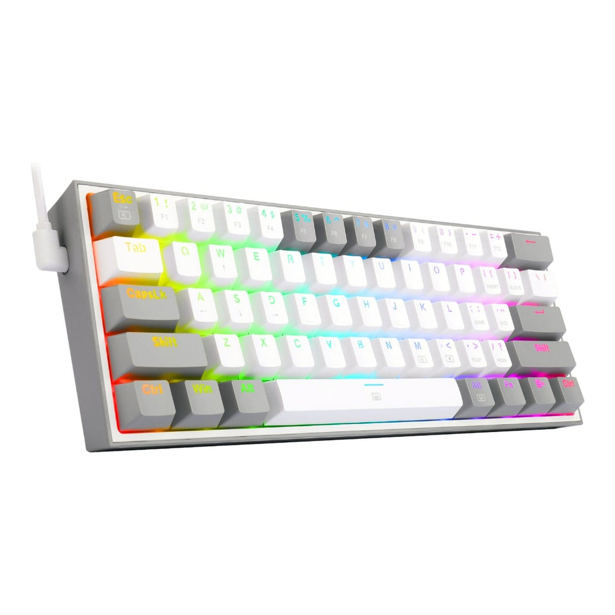 Redragon K617 FIZZ 60 Wired RGB Gaming Keyboard White and Grey RD-K617-RGB-WG