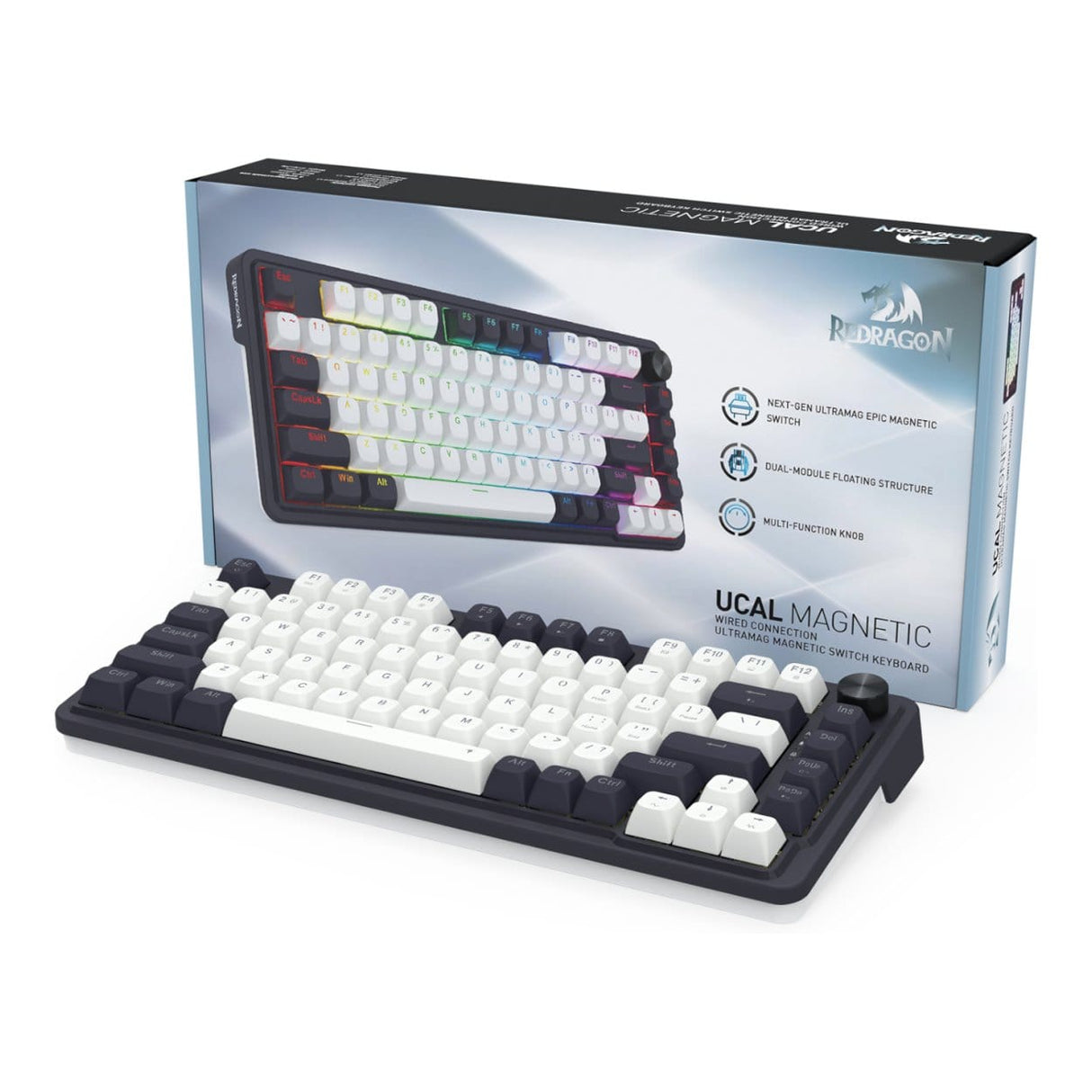 Redragon K673 UCAL 75 Magnetic Ultramag Switch Wired Keyboard Black RD-K673WB-RGB-M