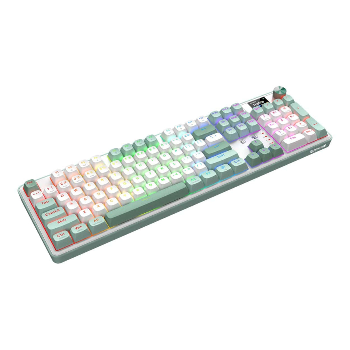 Redragon K761 Pro Full-size RGB Wireless Mechanical Gaming Keyboard White and Green RD-K761WG-RGB-PRO