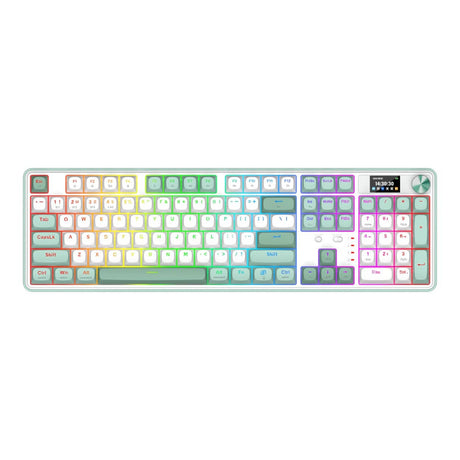Redragon K761 Pro Full-size RGB Wireless Mechanical Gaming Keyboard White and Green RD-K761WG-RGB-PRO