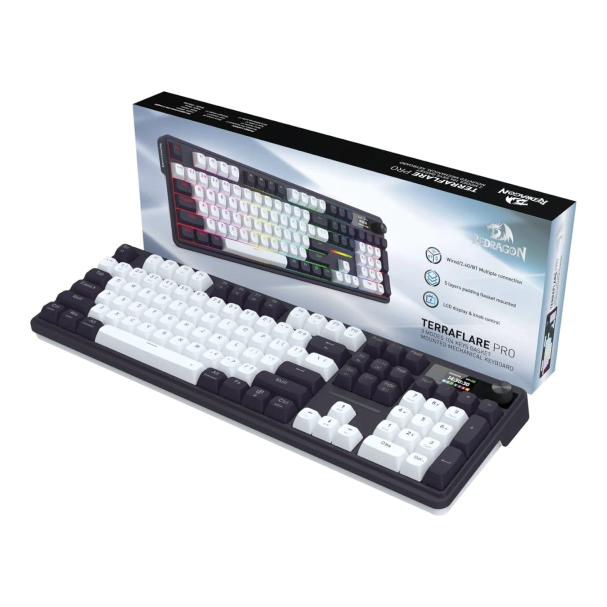 Redragon LCD Full-size Gasket Mechanical Gaming Keyboard Black RD-K762WB-RGB-PRO
