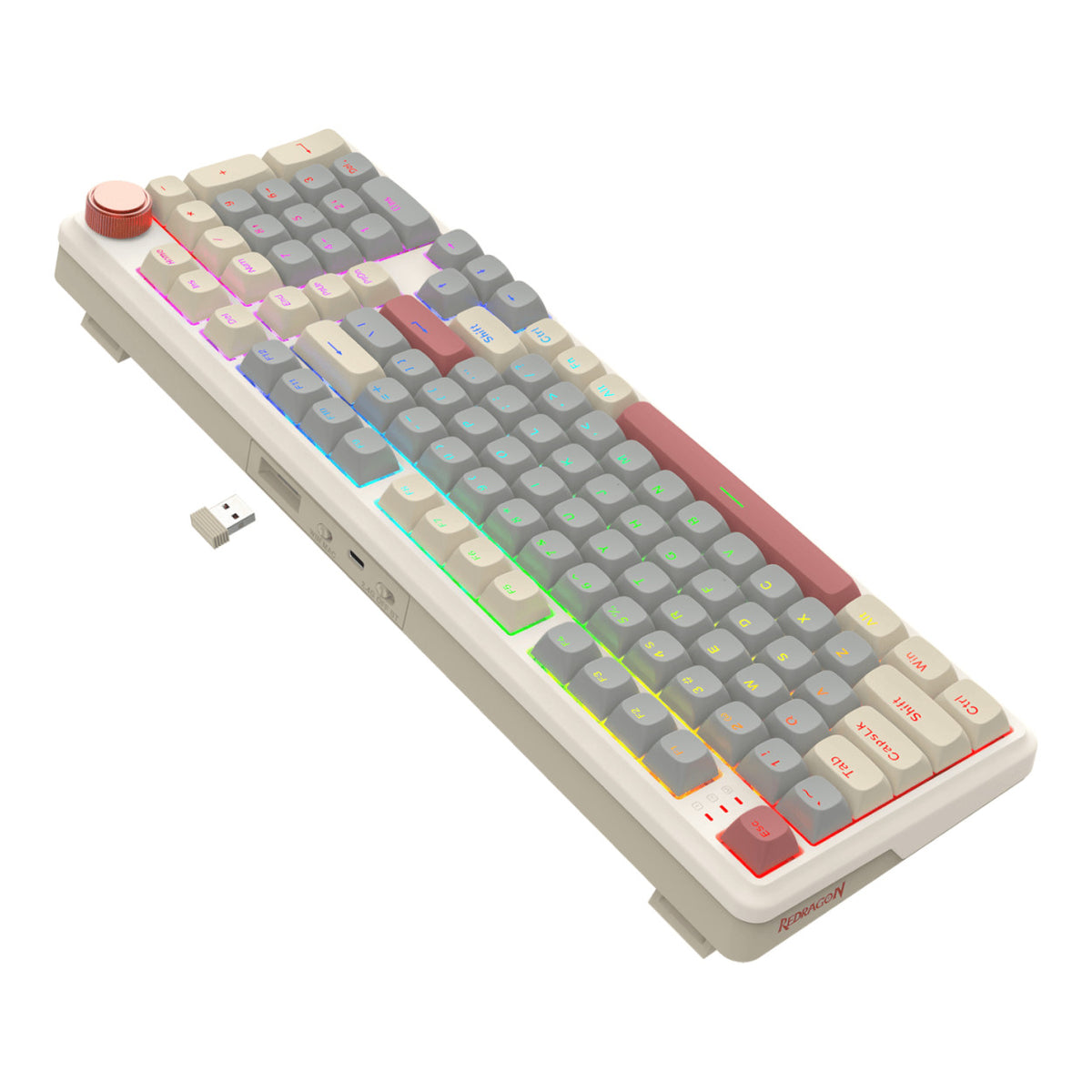 Redragon EISA 100 Retro RGB Wireless Keyboard - Cream Grey RD-K768WGR-WL