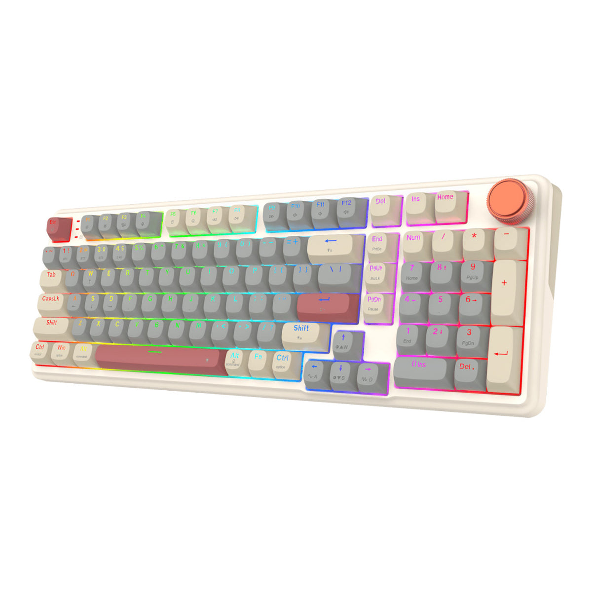 Redragon EISA 100 Retro RGB Wireless Keyboard - Cream Grey RD-K768WGR-WL