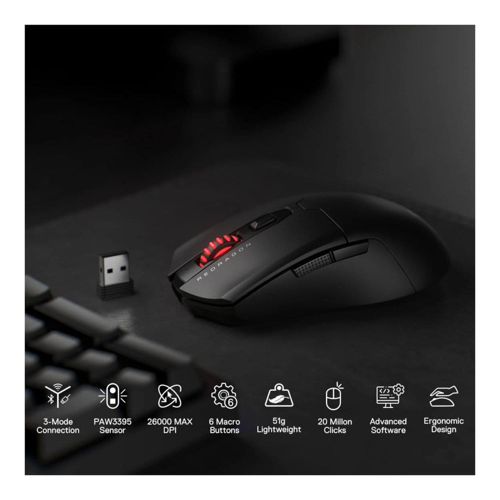 Rd Rd Pro Sw Redragon FYZU M995 Pro Wireless Gaming Mouse - Black RD-M995-PRO ...