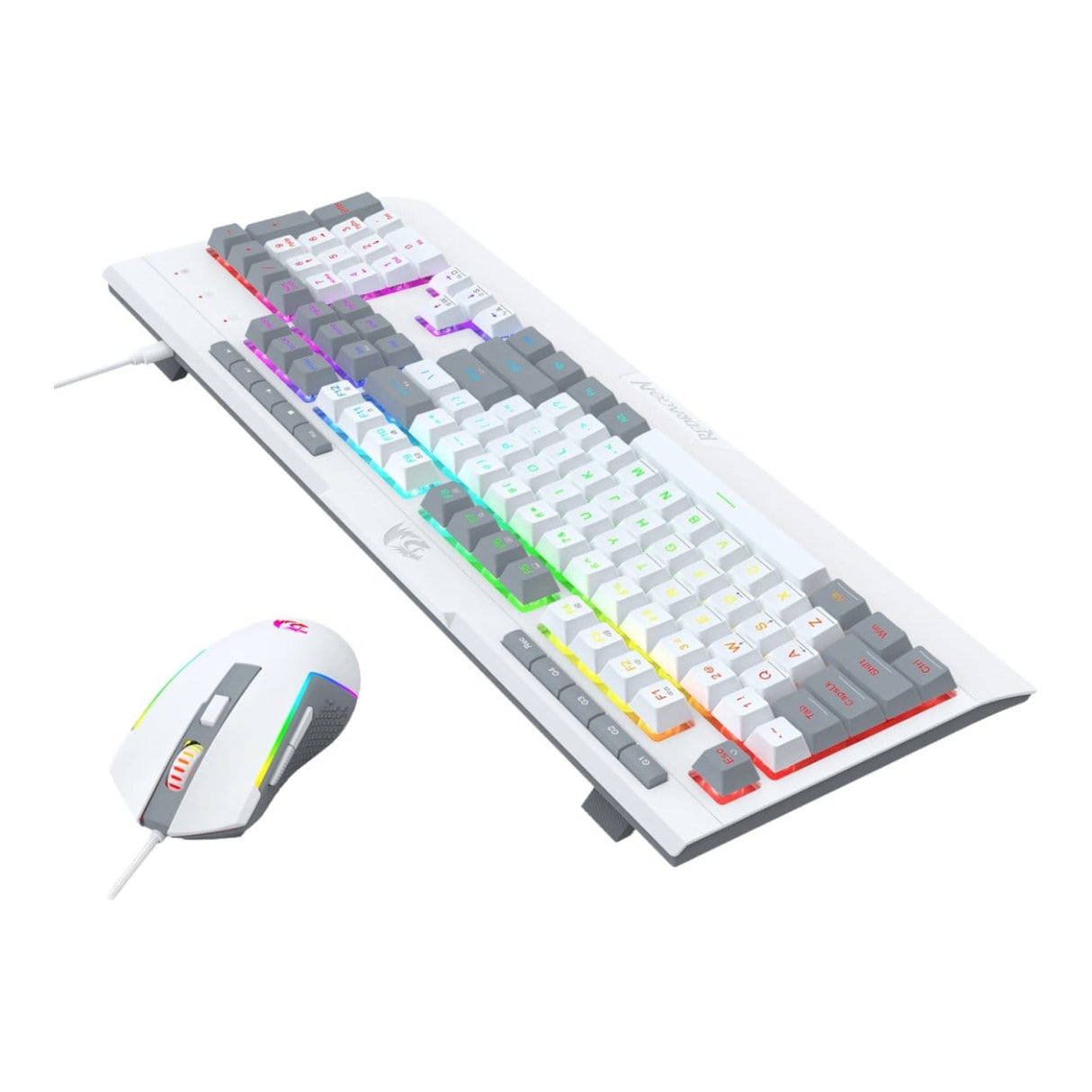 Redragon S151 Wired RGB Gaming Keyboard & Mouse Combo - White and Grey RD-S151W