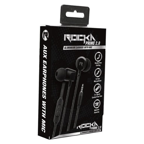 Rocka Prime 2.0 Series Wired Earbuds Black RK-1002-BK(V2)