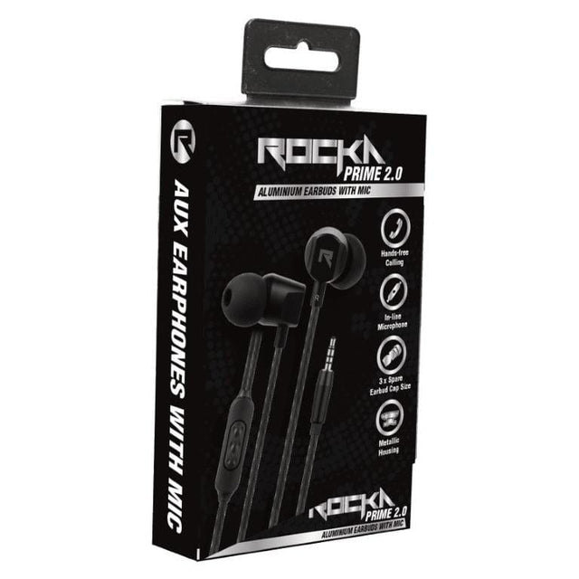 Rocka Prime 2.0 Series Wired Earbuds Black RK-1002-BK(V2)