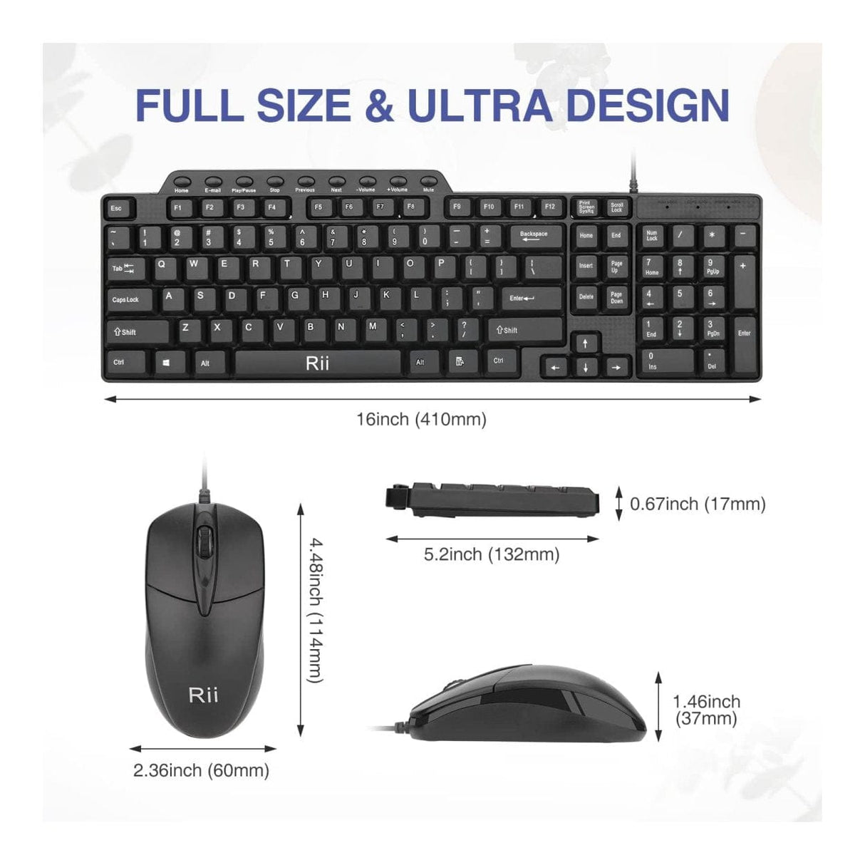RII RK203 Wired Mouse and Keyboard Combo