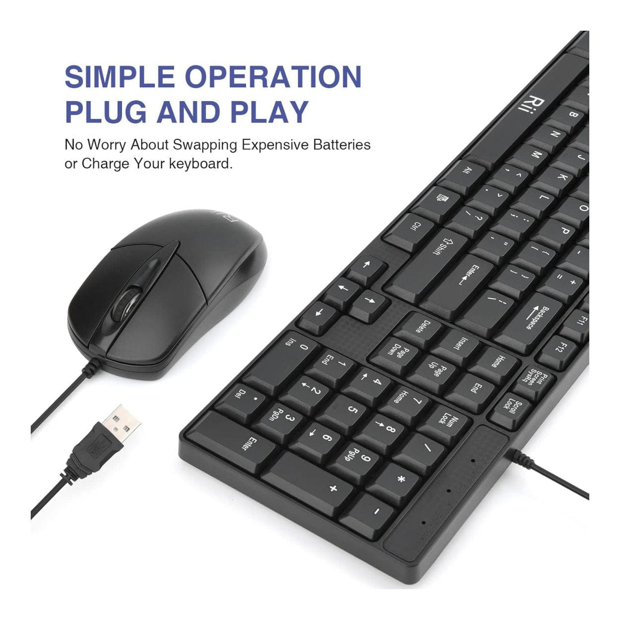 RII RK203 Wired Mouse and Keyboard Combo