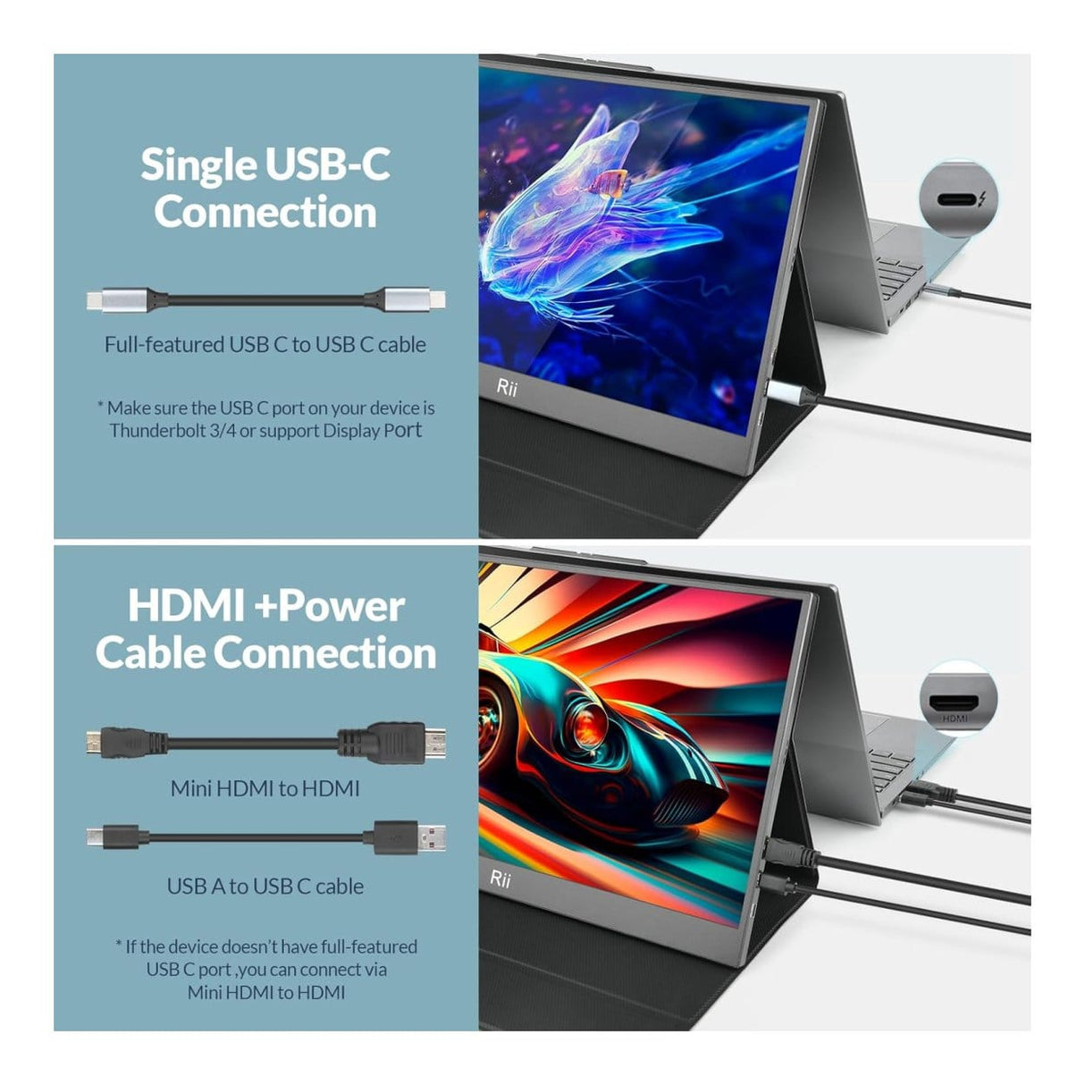 Rii RS100 15.6-inch 1920 x 1080p FHD 16:9 60Hz 14ms LED IPS Portable Monitor