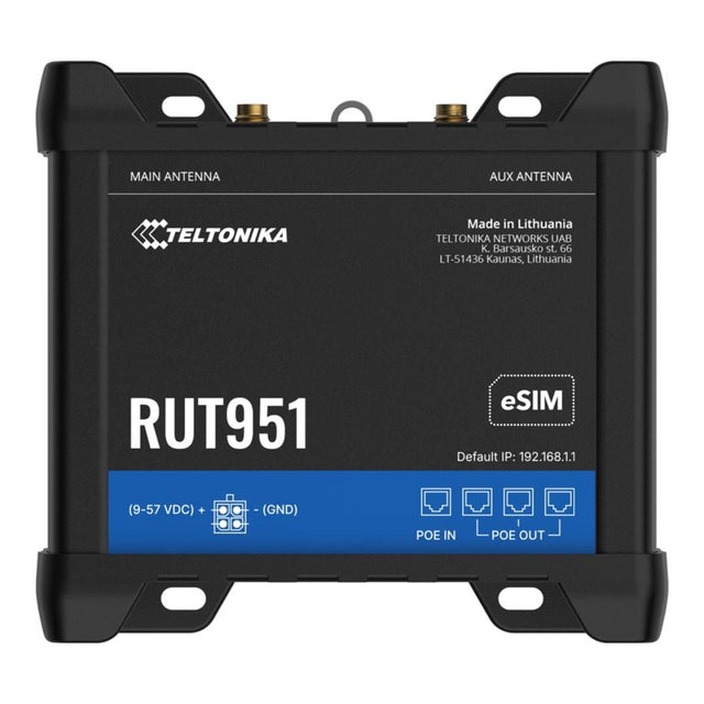 Teltonika RUT951 Dual-SIM LTE Wi-Fi 4 Cat 4 Industrial Router