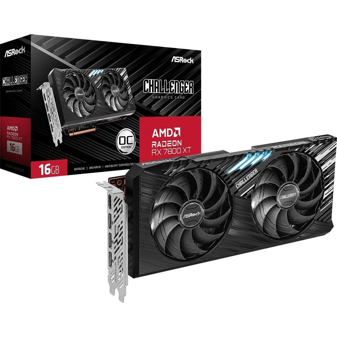 ASRock Radeon RX 7800 XT Challenger 16G OC 16GB GDDR6 Graphics Card RX7800XT CL 16GO