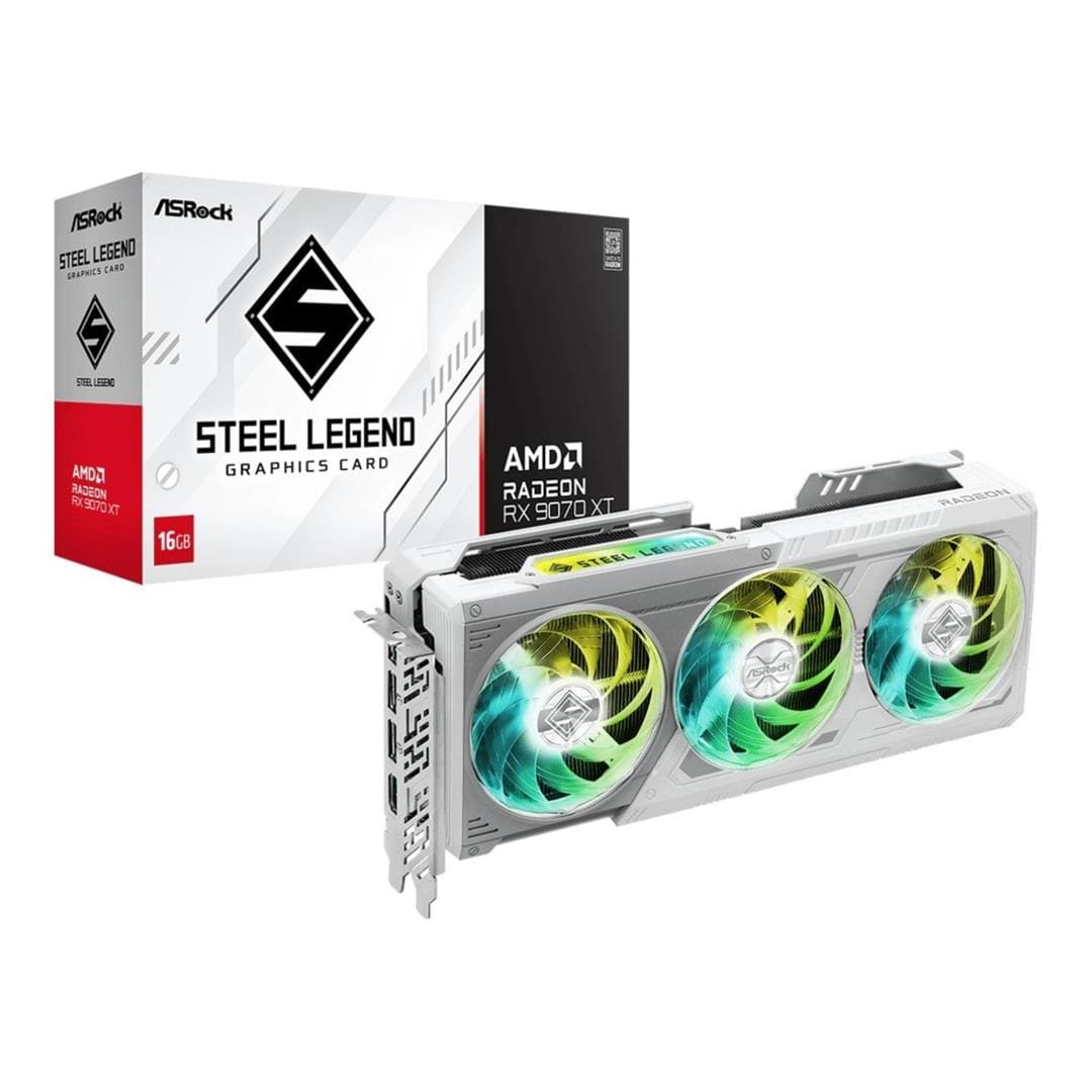 ASRock Radeon RX 9070 XT Steel Legend 16GB GDDR6 Graphics Card