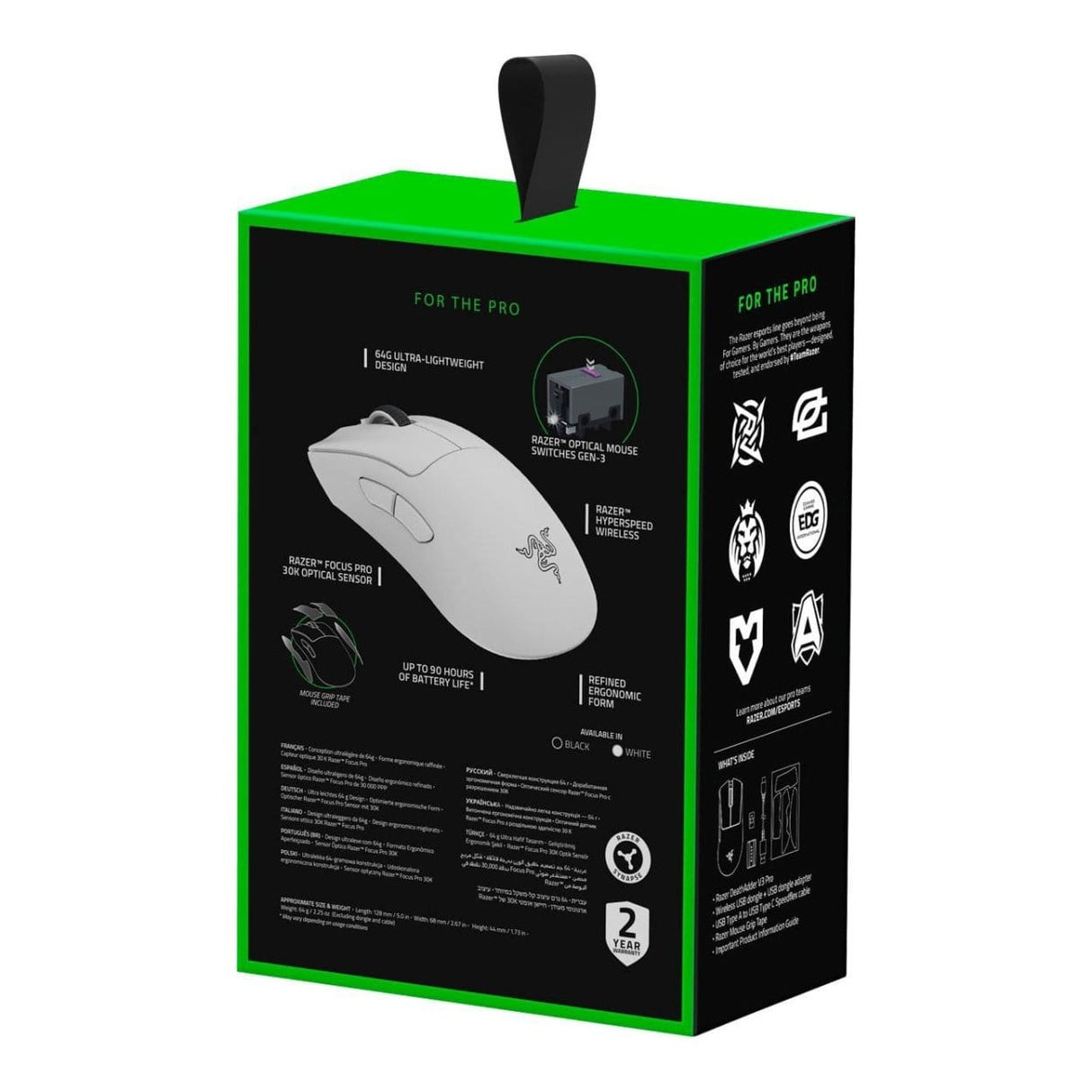 Razer DeathAdder V3 Pro Wireless Ergonomic Esports Mouse White RZ01-04630200-R3G1