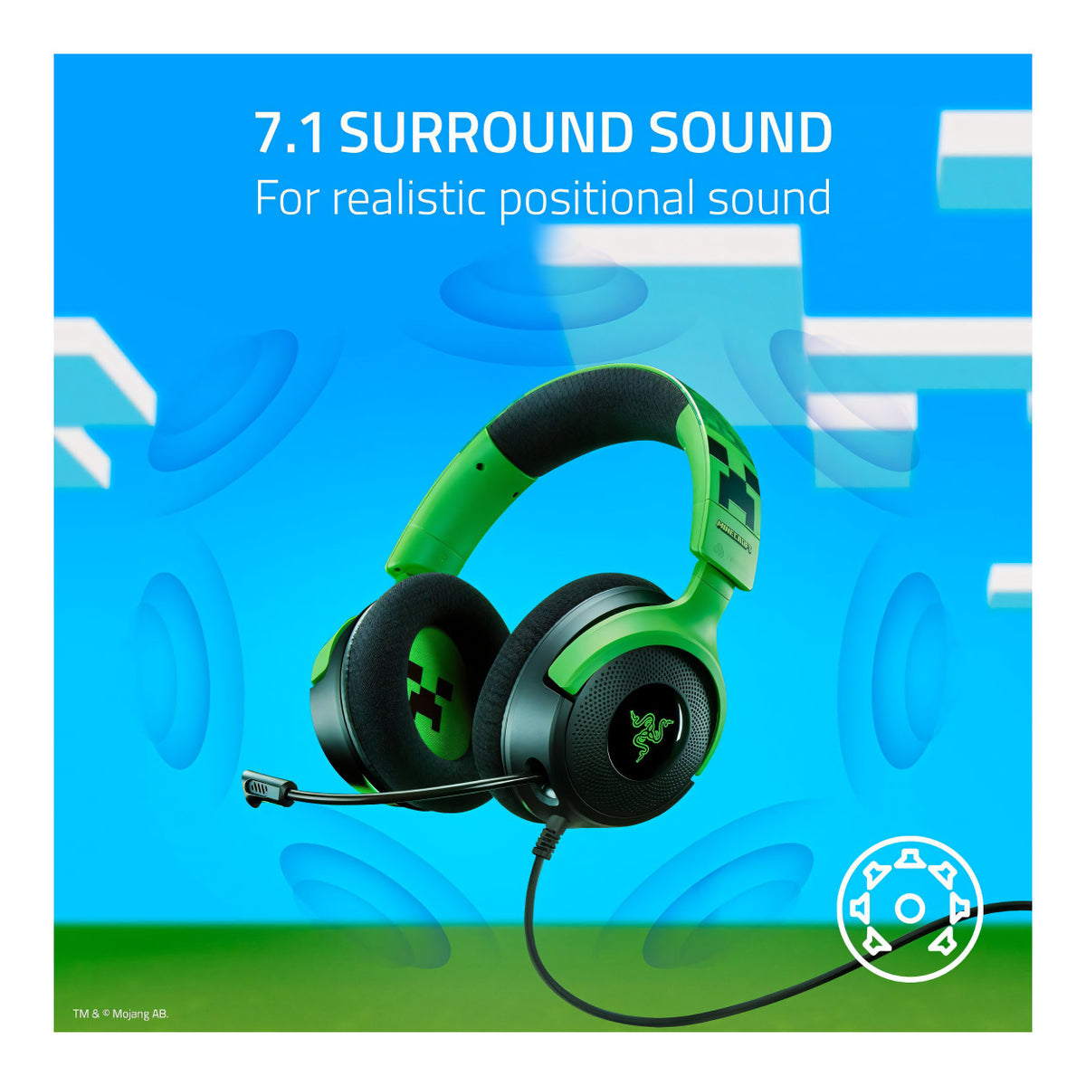 Razer Kraken V4 X RGB Wired USB Headset - Minecraft Edition RZ04-05180200-R3M1